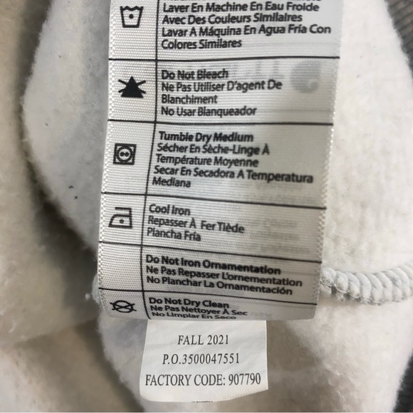 Carhartt Gray Logo Hoodie Sweatshirt Women’s Size 12-14 - Picture 4 of 10